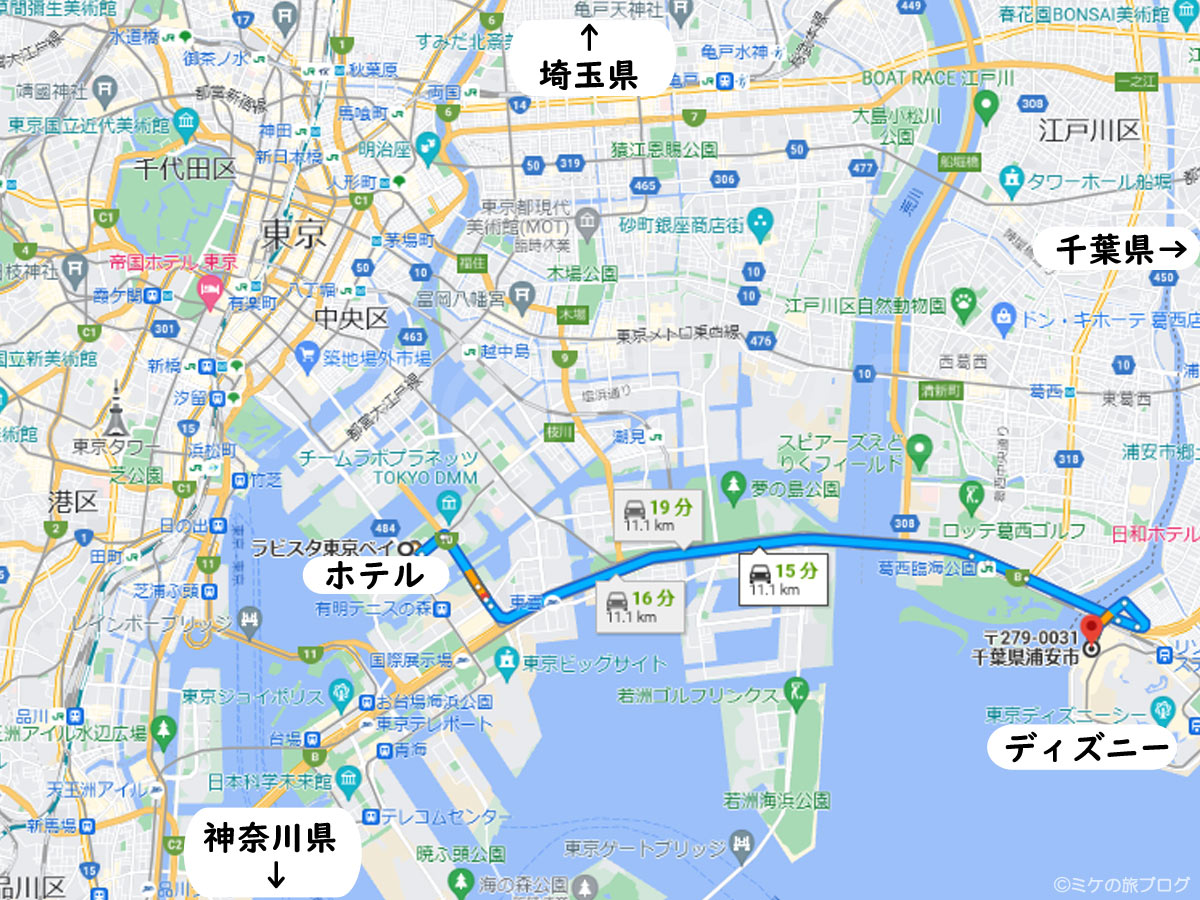 ラビスタ東京ベイからディズニーリゾート 地図
