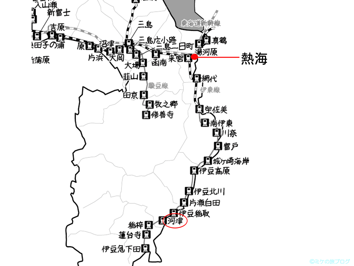 伊豆半島の路線地図