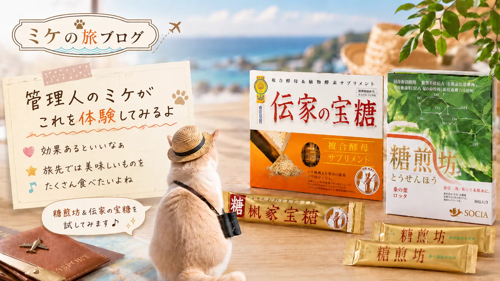 伝家の宝糖と糖煎坊とミケのイメージ画像