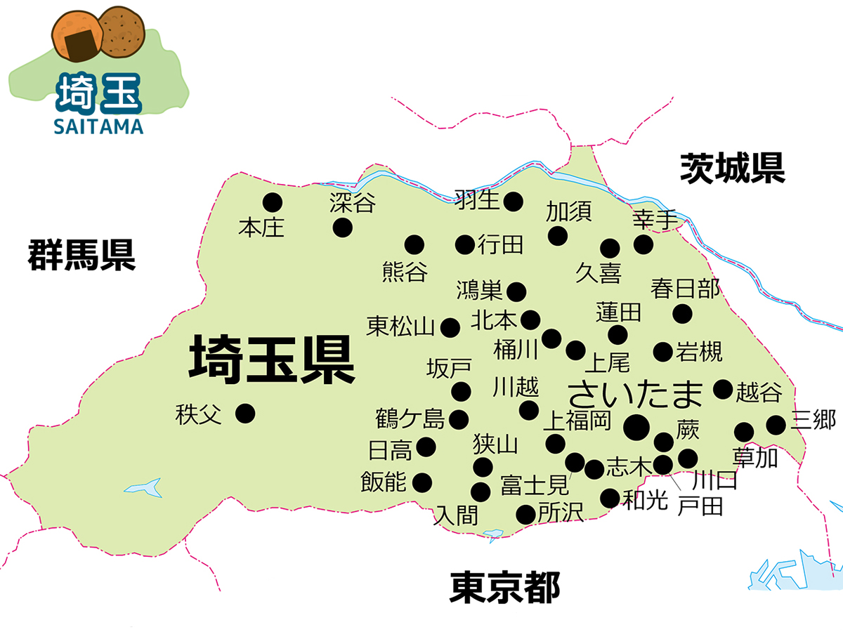 埼玉県の地図と日本地図