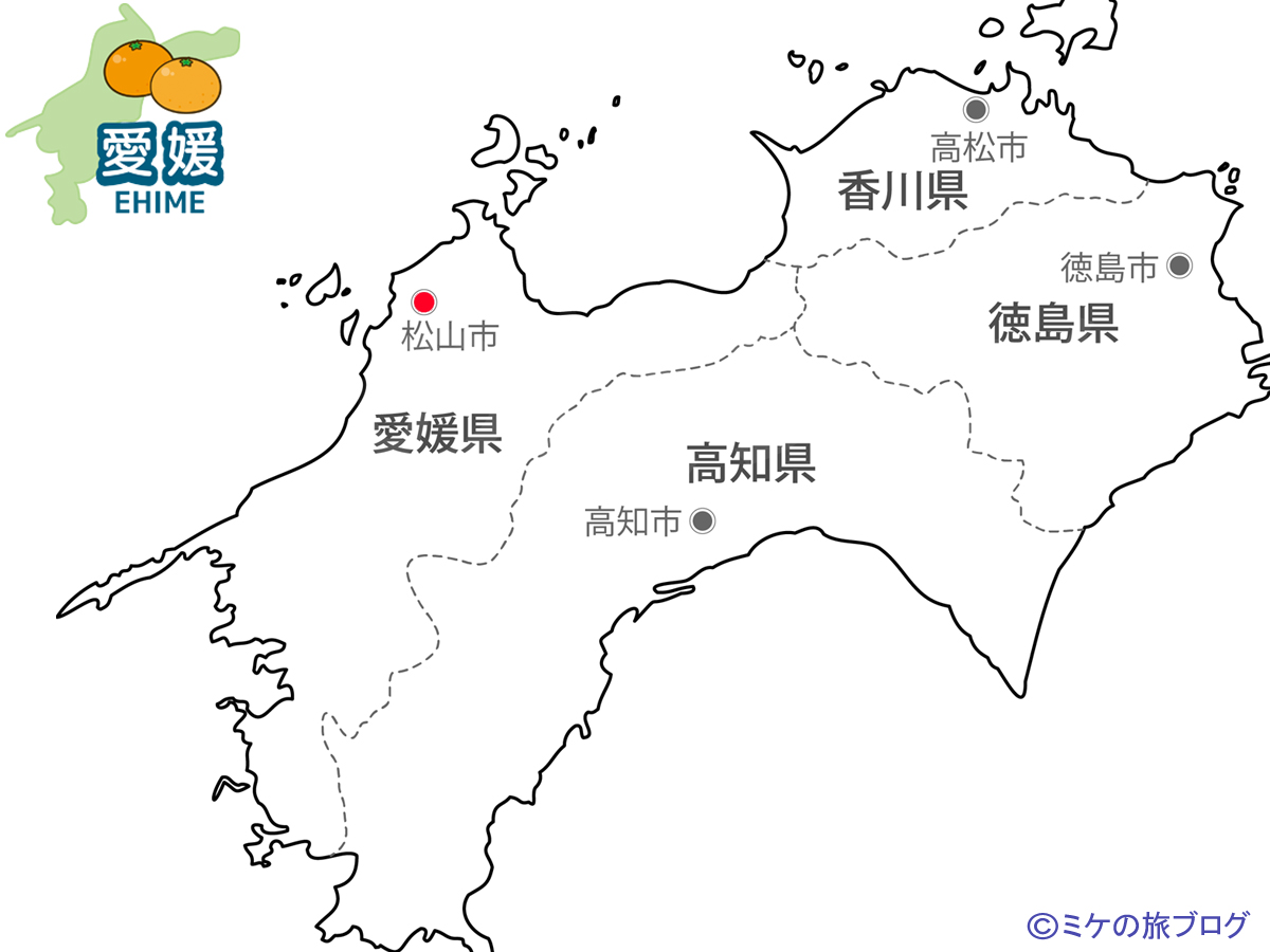 愛媛県の地図と日本地図