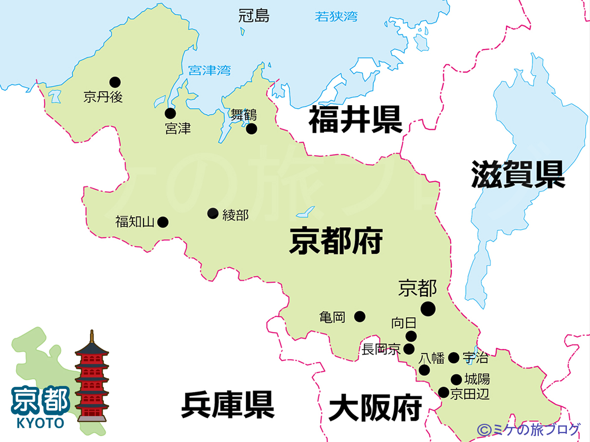 京都県の地図と日本地図