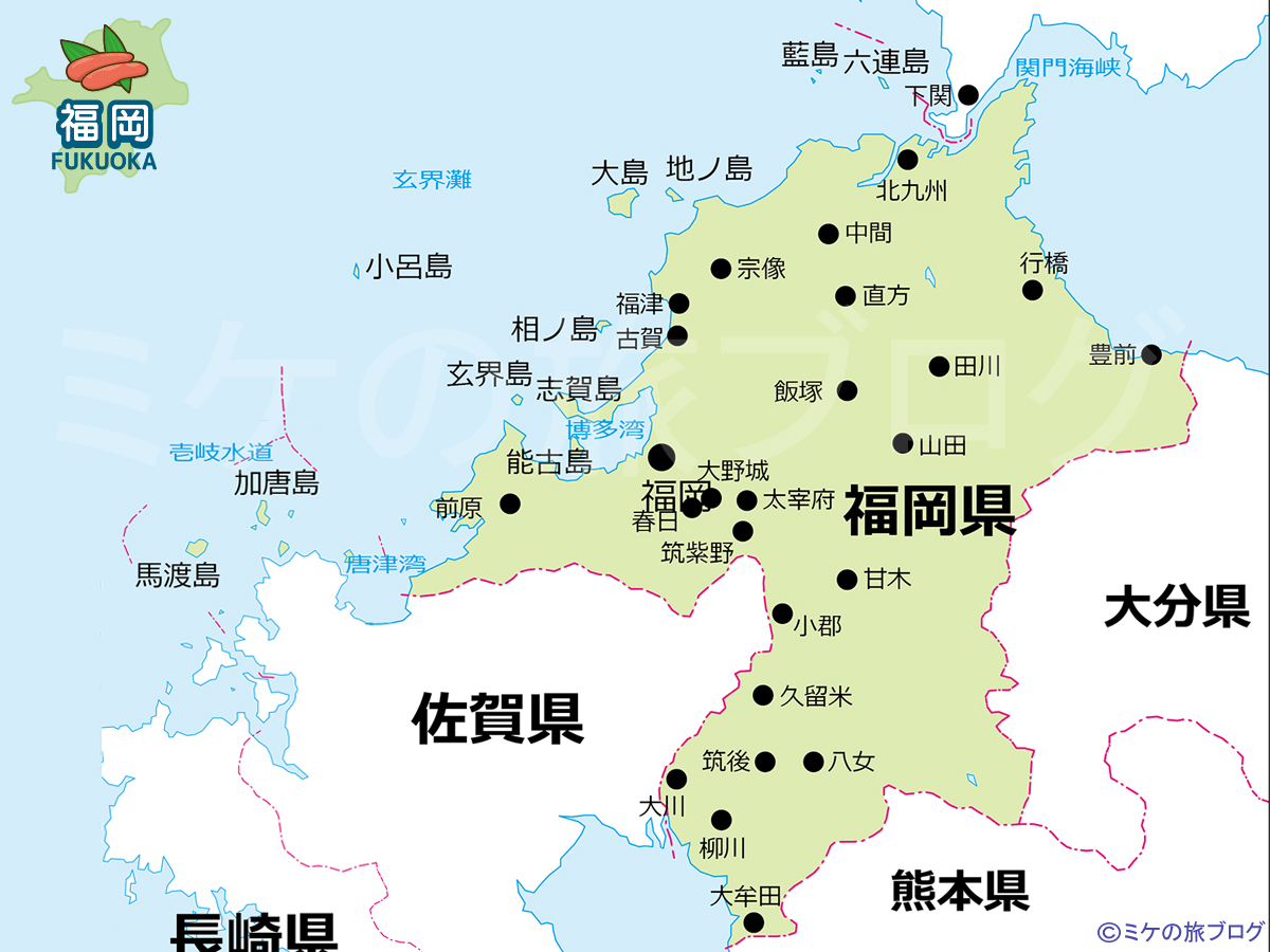 福岡県の地図